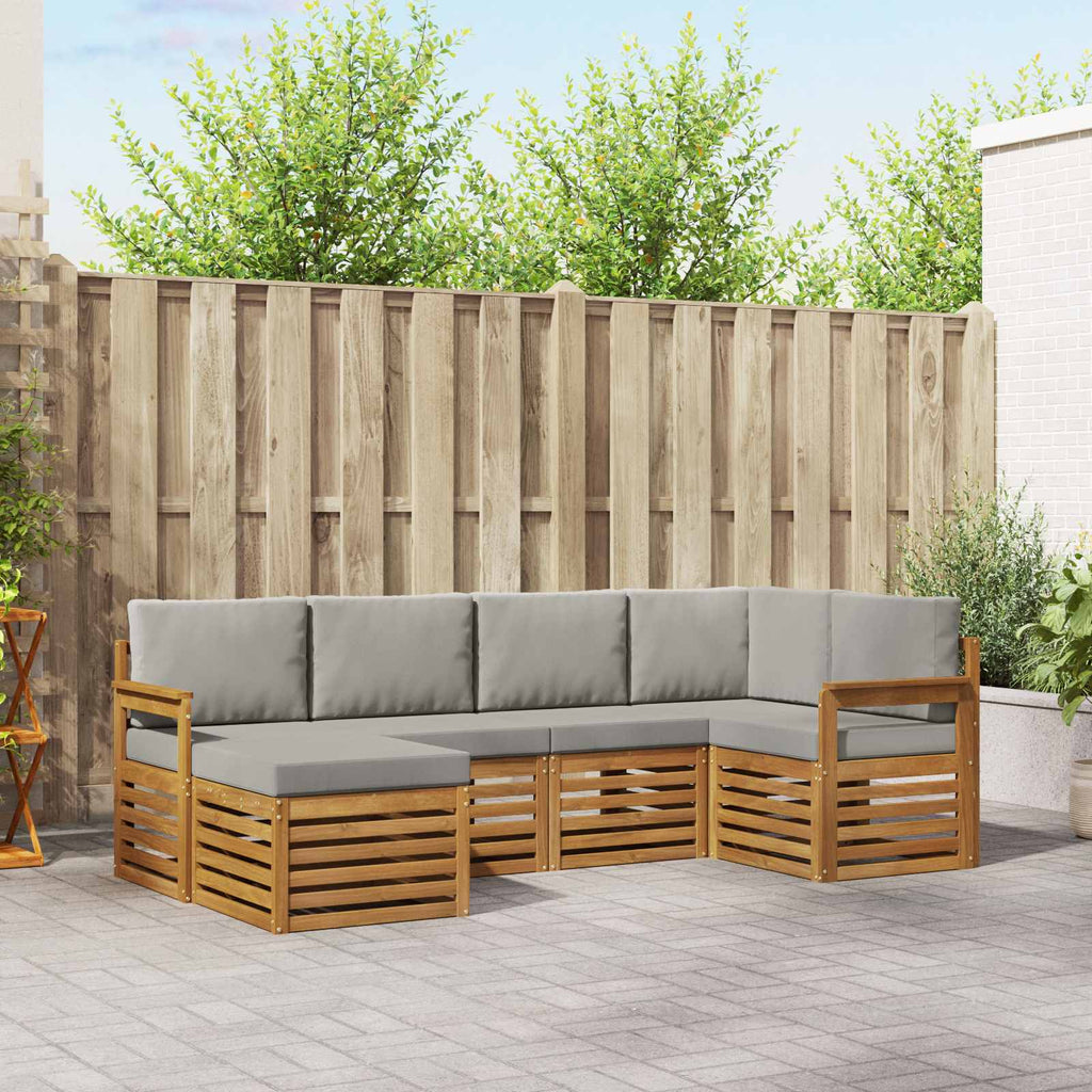 Ecksofa Set mit Kissen 6 pcs Natürlich und Hellgrau
