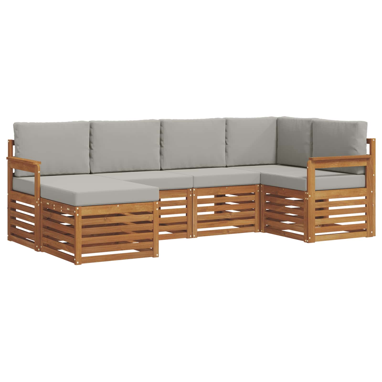Ecksofa Set mit Kissen 6 pcs Natürlich und Hellgrau