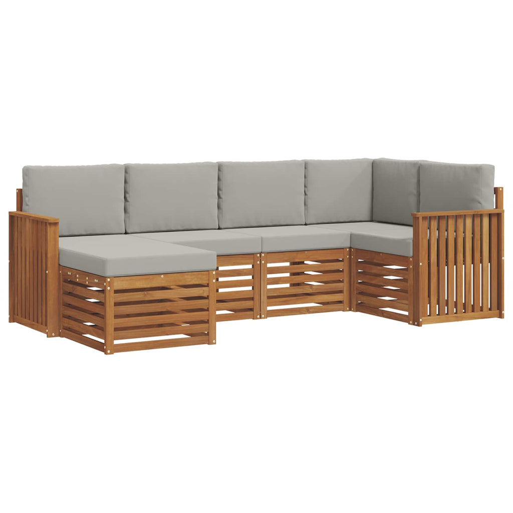Ecksofa Set mit Kissen 6 pcs Natürlich und Hellgrau