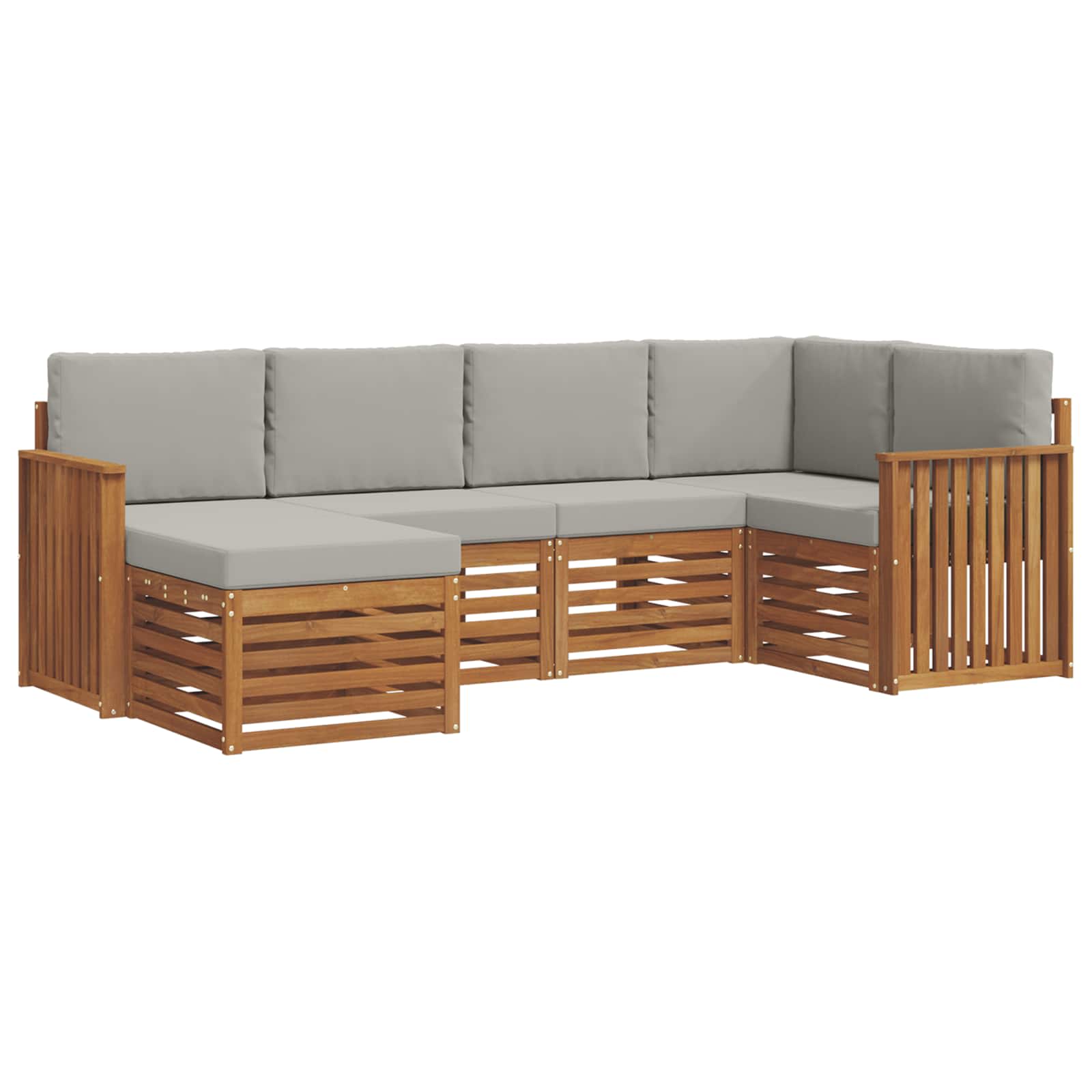 Ecksofa Set mit Kissen 6 pcs Natürlich und Hellgrau