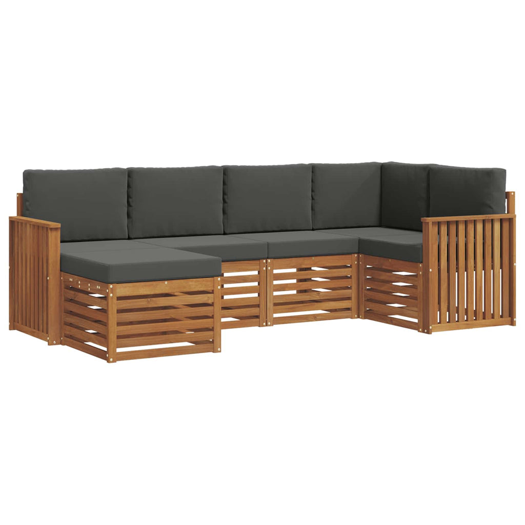 Ecksofa Set 6 pcs Natur und Anthrazit Massivholz Akazie