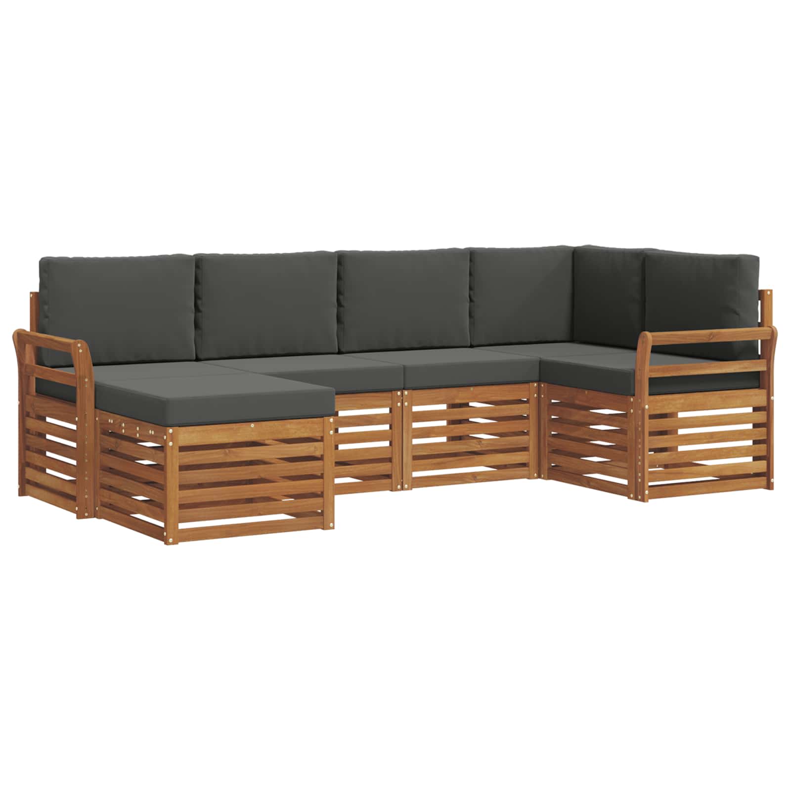 Ecksofa Set mit Kissen 6 pcs Natur und Anthrazit