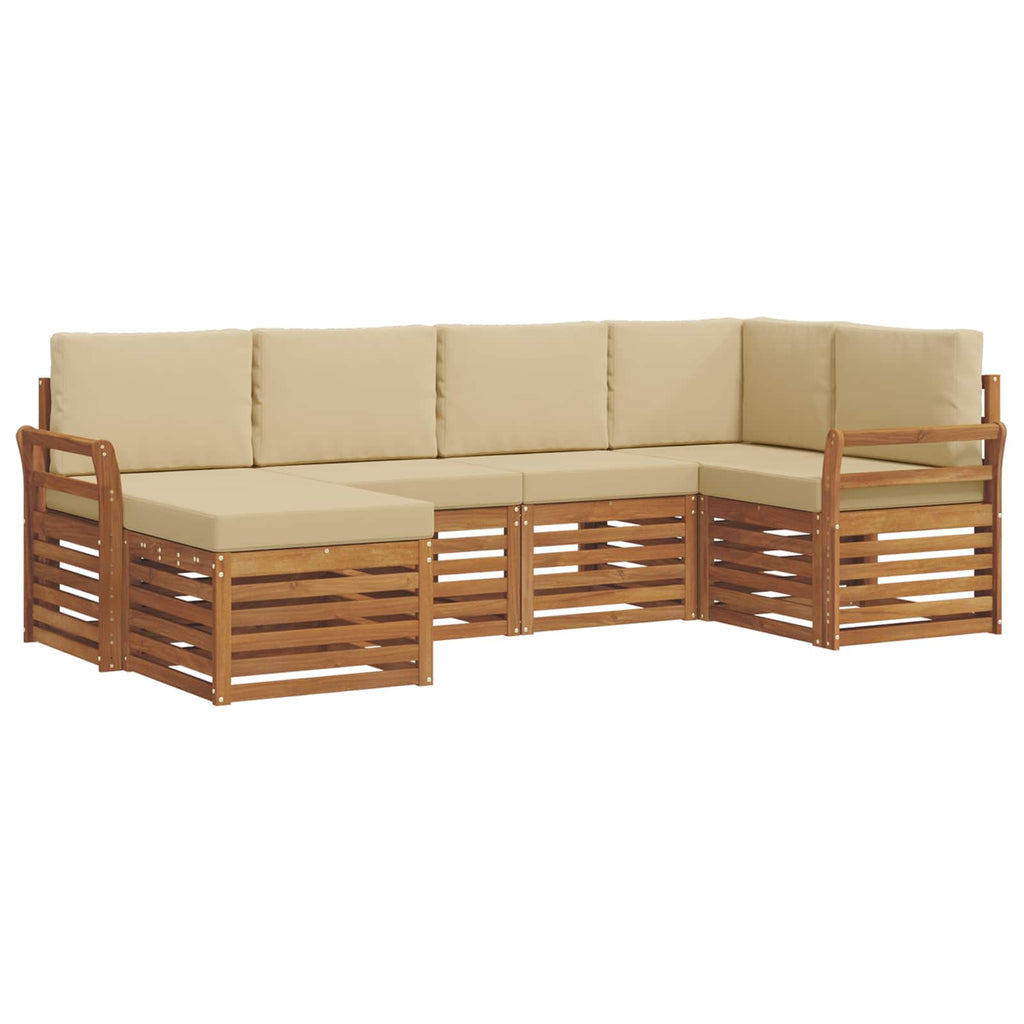 Ecksofa Set mit Kissen 6 pcs Natur und Beige Massivholz Akazie