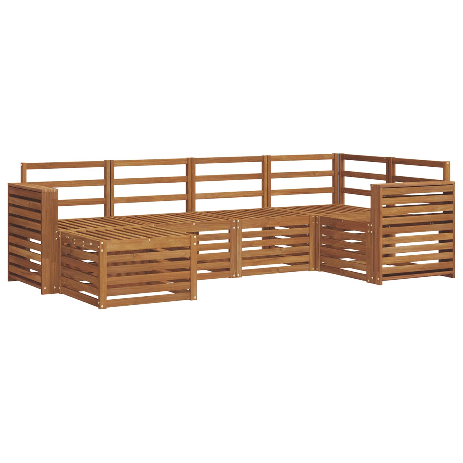 Ecksofa Set 6 pcs Natur Massivholz Akazie