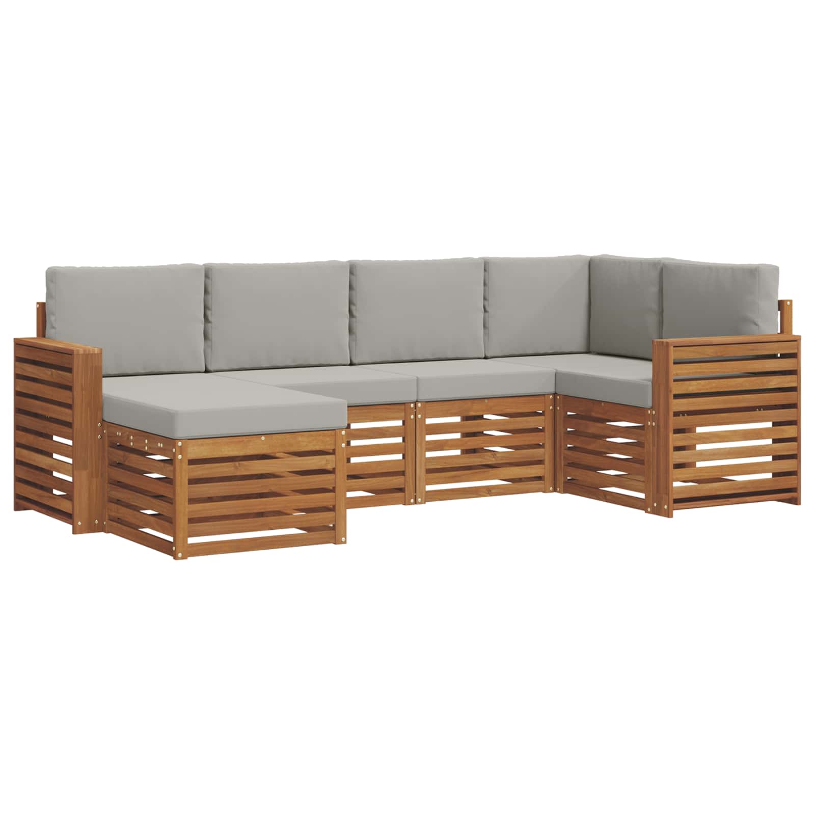 Ecksofa Set mit Kissen 6 pcs Natürlich und Hellgrau