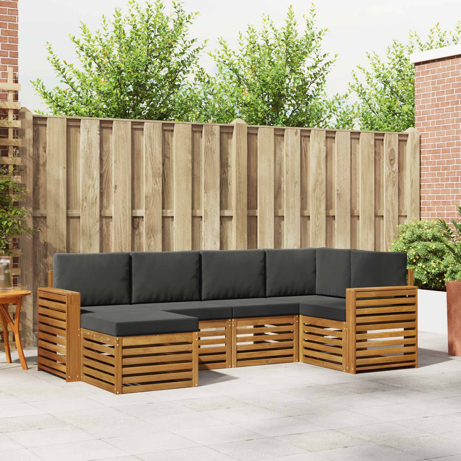 Ecksofa Set mit Kissen 6 pcs Natur und Anthrazit