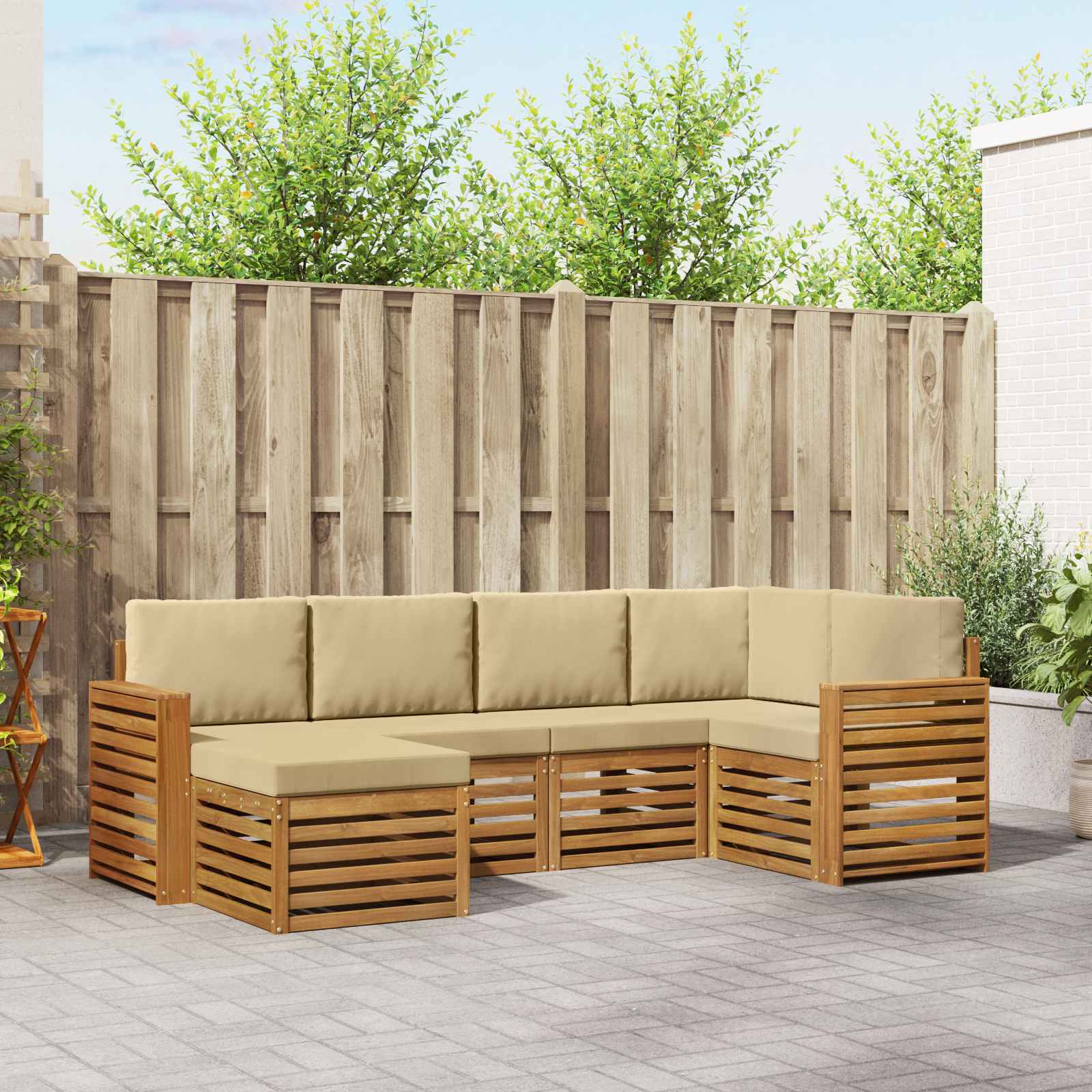 Ecksofa Set mit Kissen 6 pcs Natur und Beige
