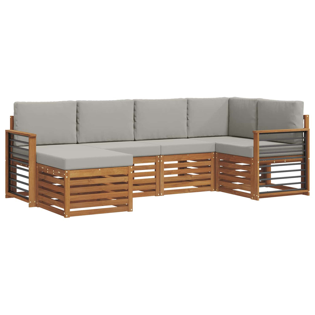 Ecksofa Set mit Kissen 6 pcs Natürlich und Hellgrau