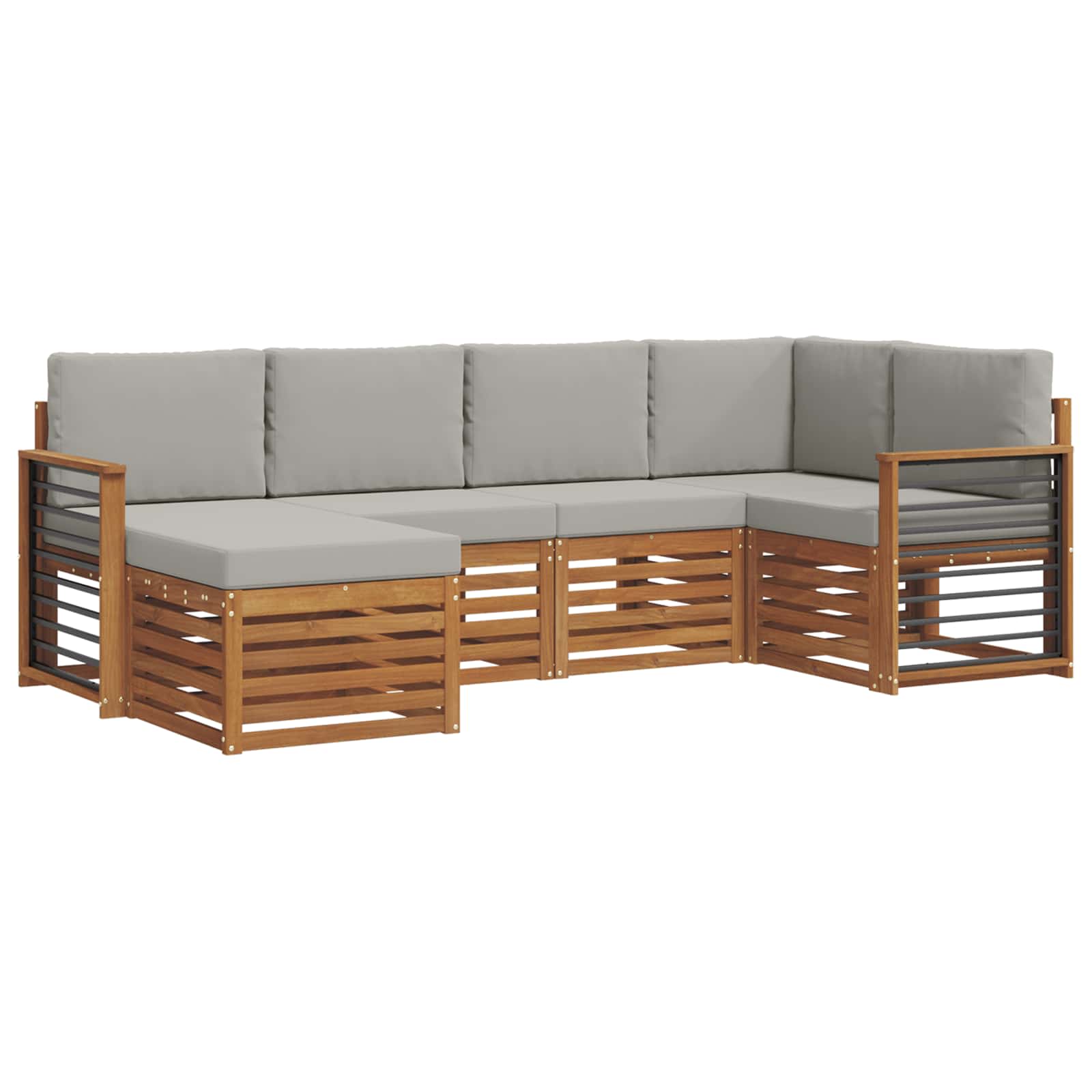 Ecksofa Set mit Kissen 6 pcs Natürlich und Hellgrau