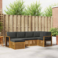 Ecksofa Set 6 pcs Natur und Anthrazit Massivholz Akazie