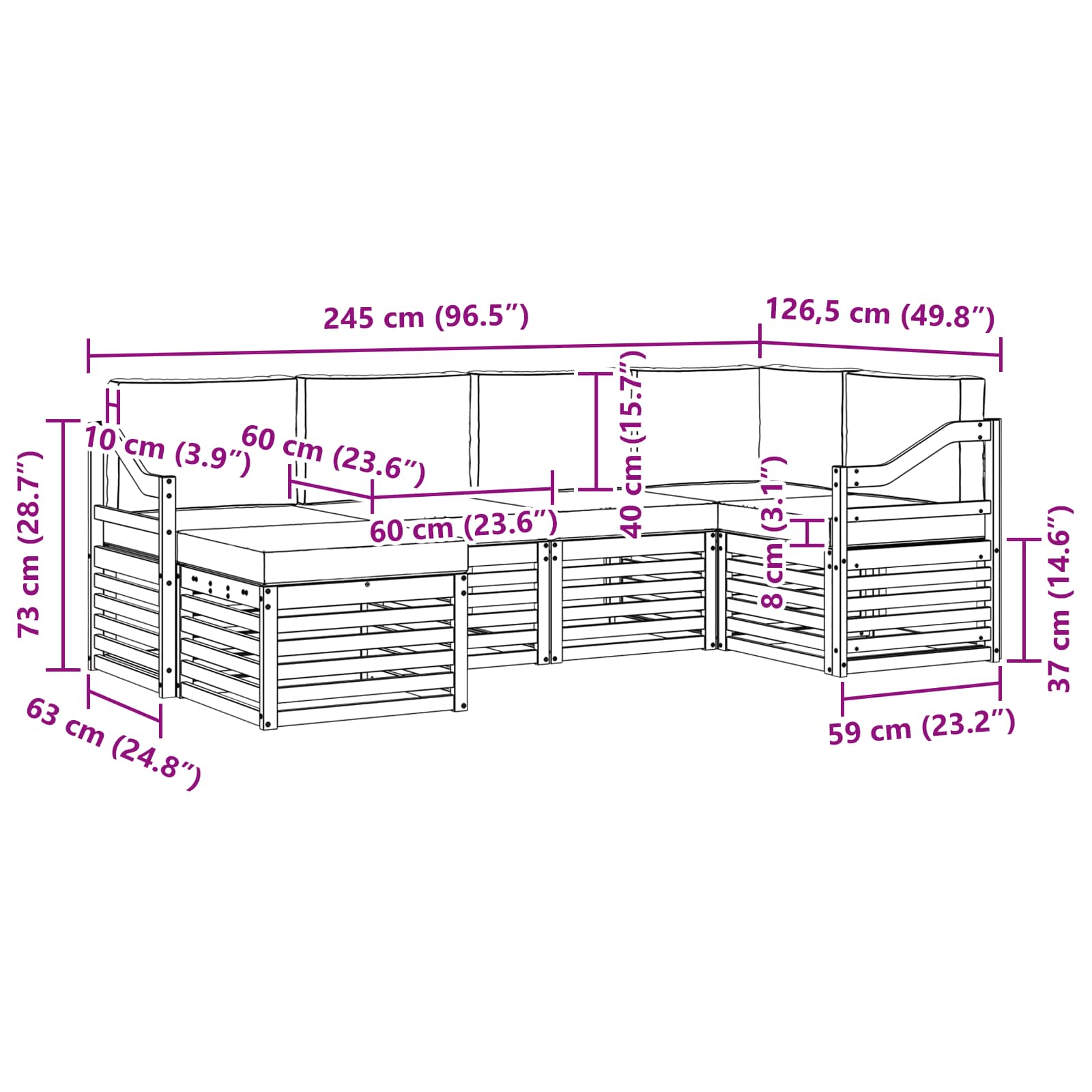 Ecksofa Set mit Kissen 6 pcs Natur und Anthrazit
