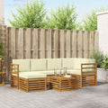 Ecksofa Set mit Kissen 7 pcs Natur und Creme Massivholz Akazie