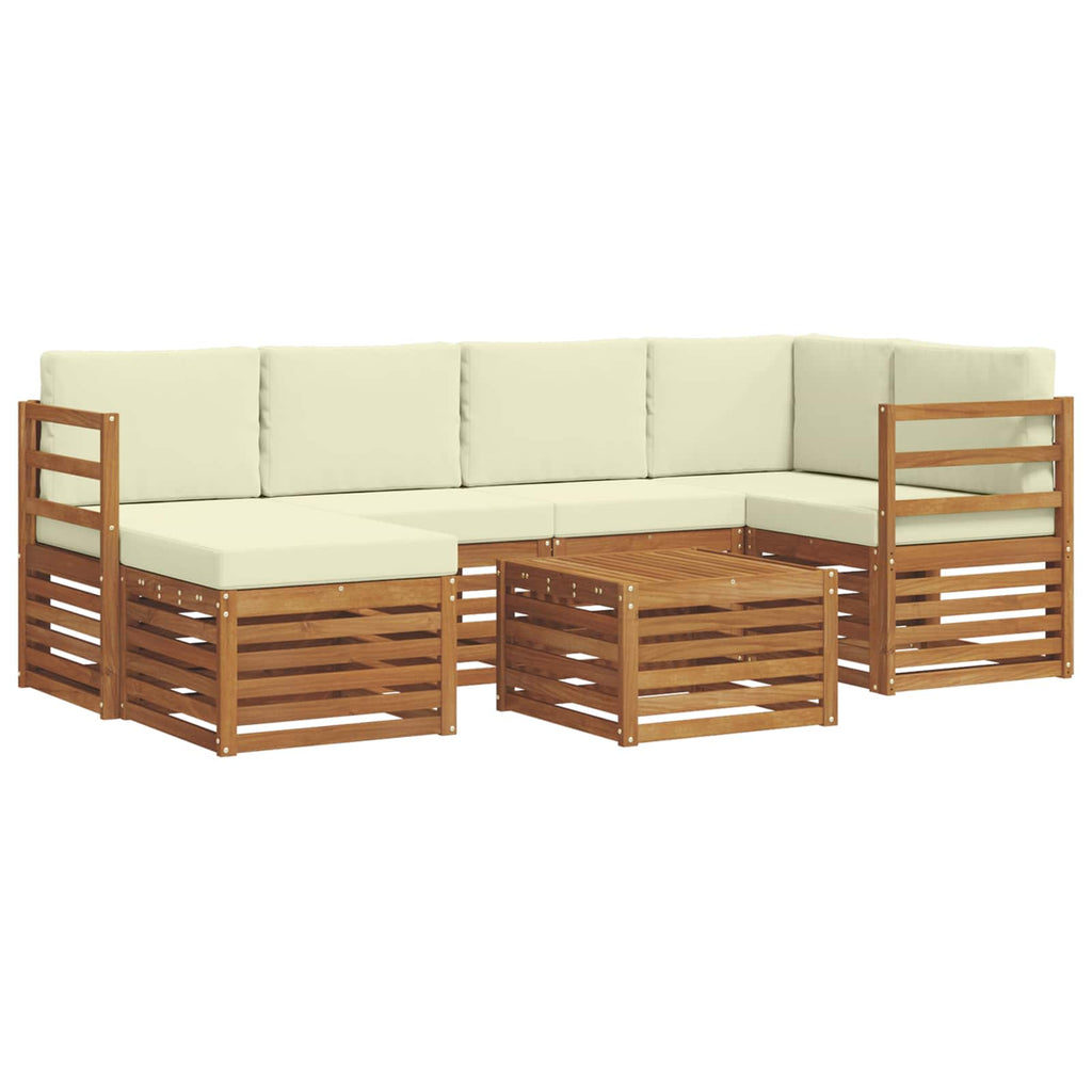 Ecksofa Set mit Kissen 7 pcs Natur und Creme Massivholz Akazie