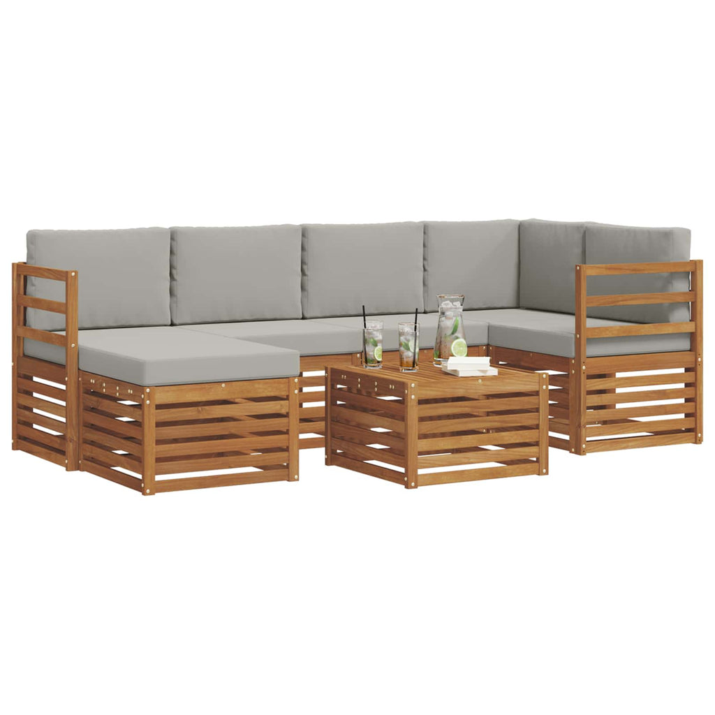 Ecksofa Set mit Kissen 7 pcs Natürlich und Hellgrau
