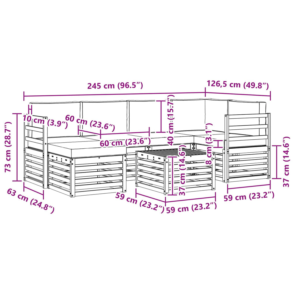 Ecksofa Set mit Kissen 7 pcs Natürlich und Hellgrau