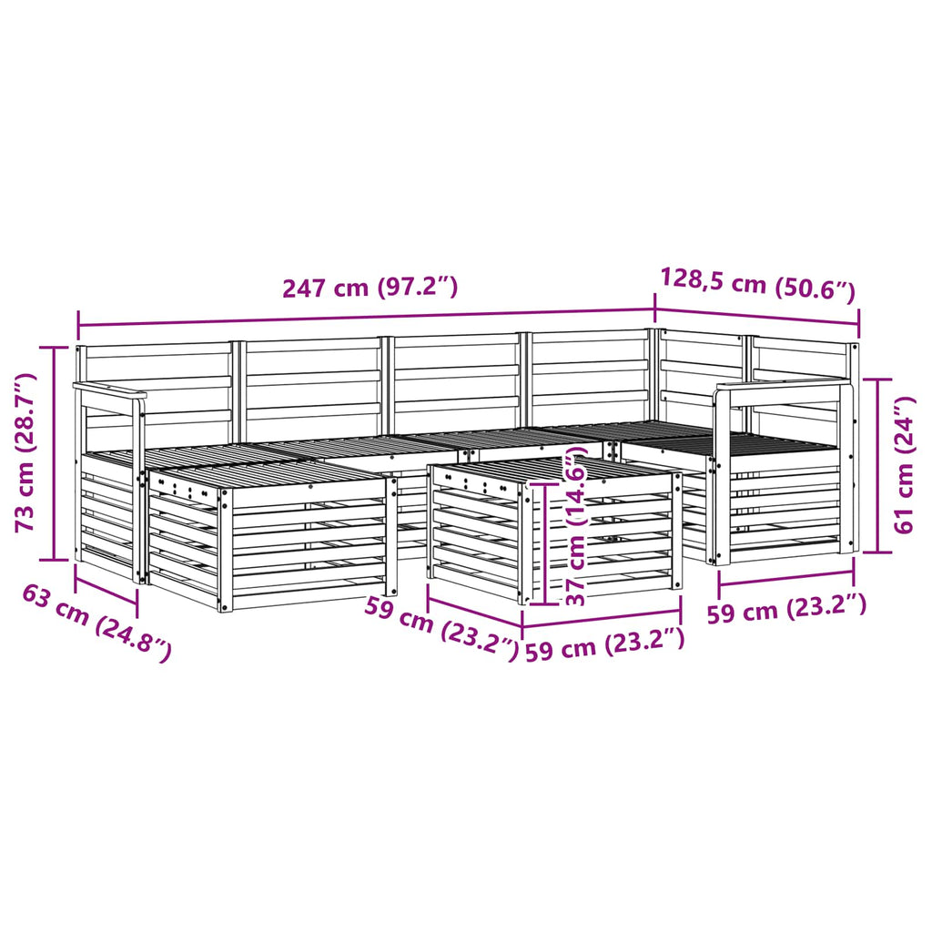 Ecksofa Set 7 pcs Natur Massivholz Akazie