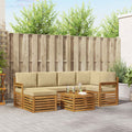 Ecksofa Set mit Kissen 7 pcs Natur und Beige Massivholz Akazie