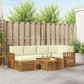 Ecksofa Set mit Kissen 7 pcs Natur und Creme Massivholz Akazie