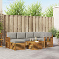 Ecksofa Set 7 pcs Natürlich und Hellgrau Massivholz Akazie