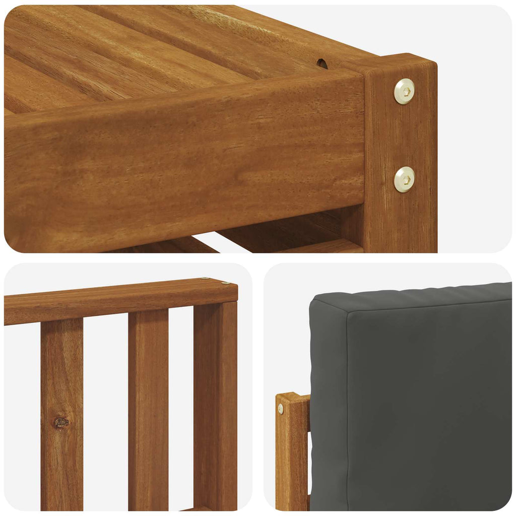Ecksofa Set 7 pcs Natur und Anthrazit Massivholz Akazie