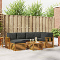 Ecksofa Set 7 pcs Natur und Anthrazit Massivholz Akazie