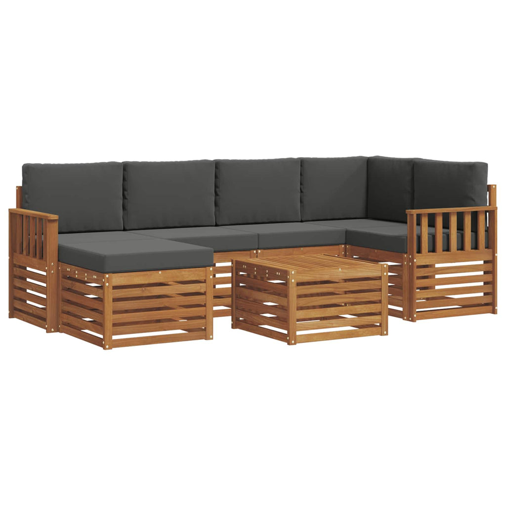 Ecksofa Set 7 pcs Natur und Anthrazit Massivholz Akazie