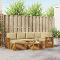 Ecksofa Set mit Kissen 7 pcs Natur und Beige Massivholz Akazie
