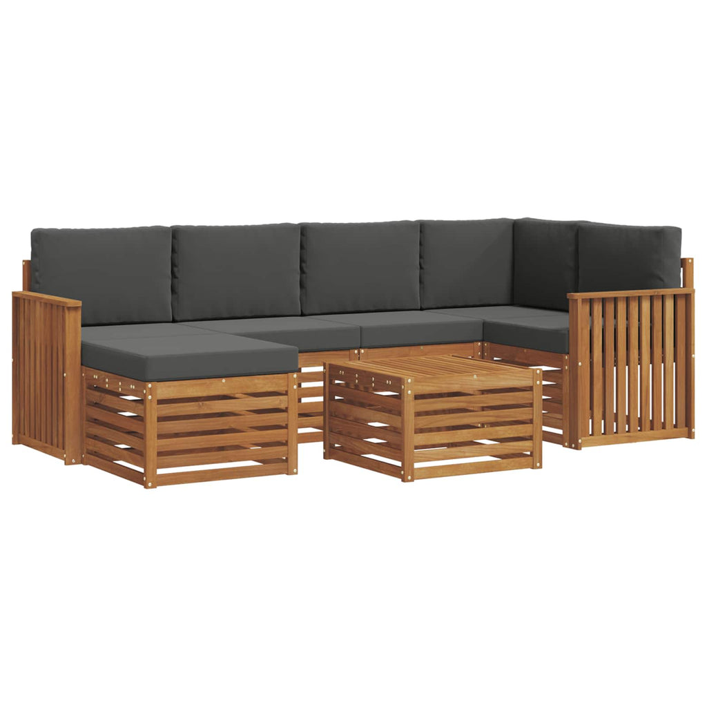Ecksofa Set 7 pcs Natur und Anthrazit Massivholz Akazie