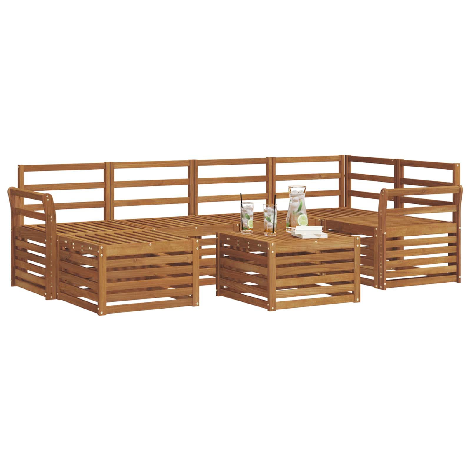 Ecksofa Set 7 pcs Natur Massivholz Akazie