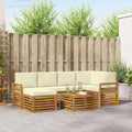 Ecksofa Set mit Kissen 7 pcs Natur und Creme Massivholz Akazie