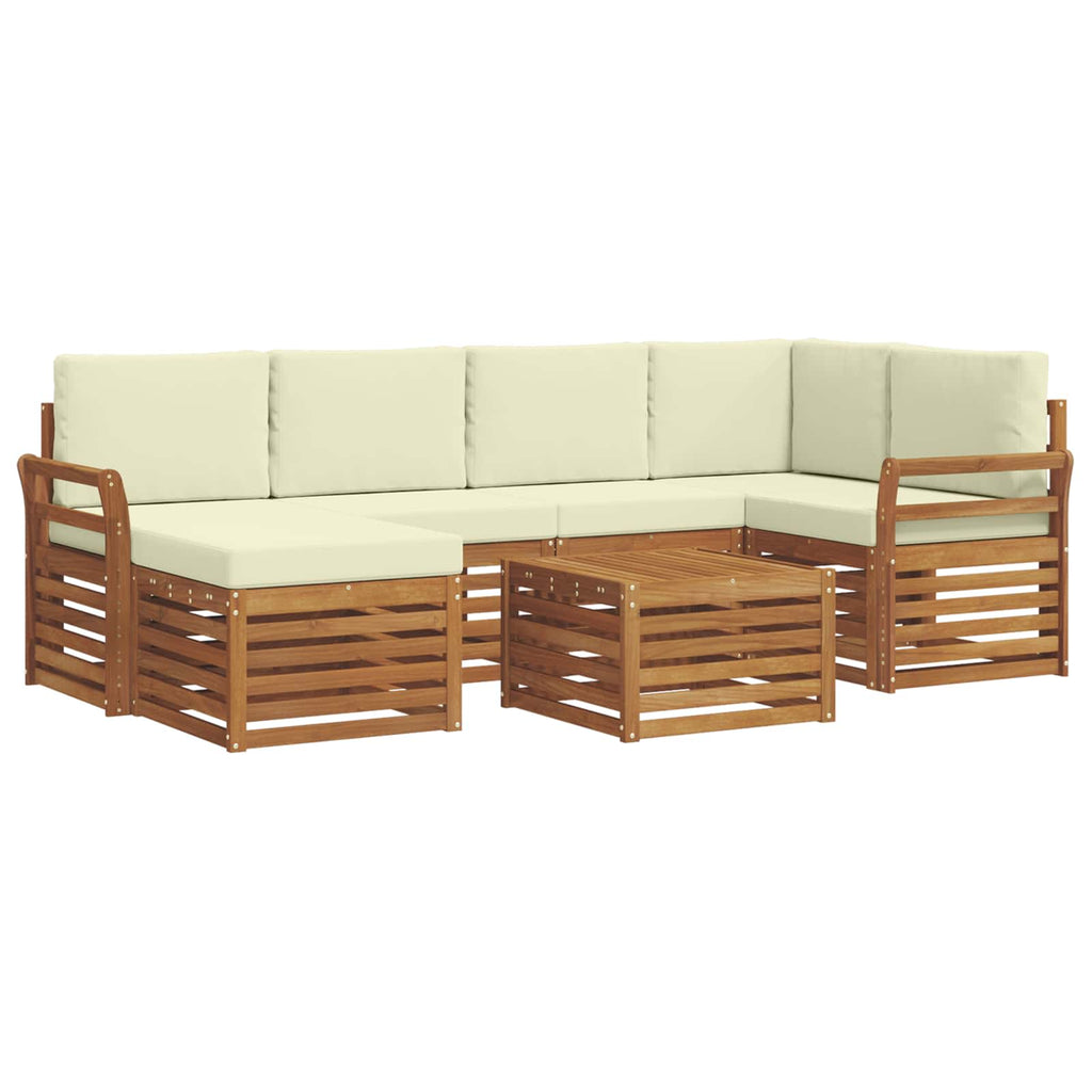 Ecksofa Set mit Kissen 7 pcs Natur und Creme Massivholz Akazie