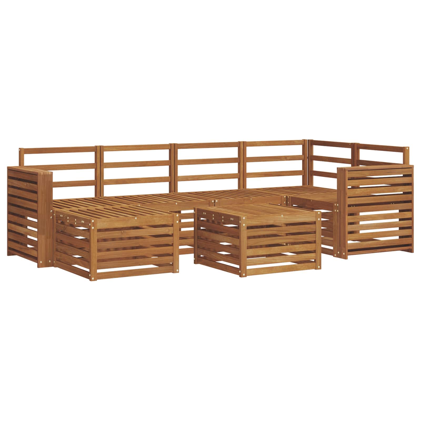 Ecksofa Set 7 pcs Natur Massivholz Akazie