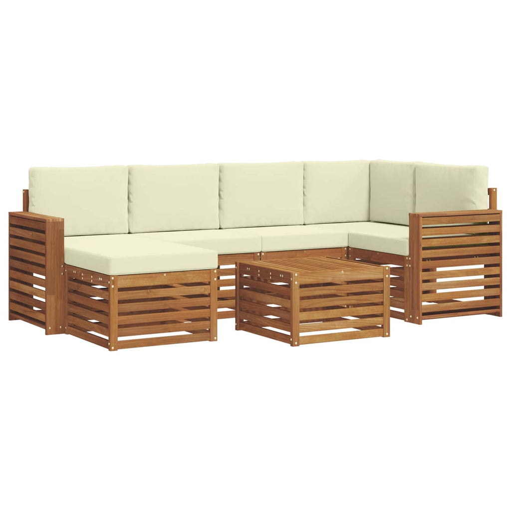 Ecksofa Set mit Kissen 7 pcs Natur und Creme Massivholz Akazie