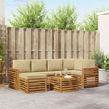 Ecksofa Set mit Kissen 7 pcs Natur und Beige Massivholz Akazie