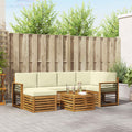 Ecksofa Set mit Kissen 7 pcs Natur und Creme Massivholz Akazie