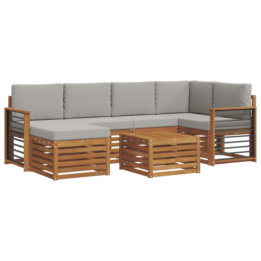 Ecksofa Set 7 pcs Natürlich und Hellgrau Massivholz Akazie
