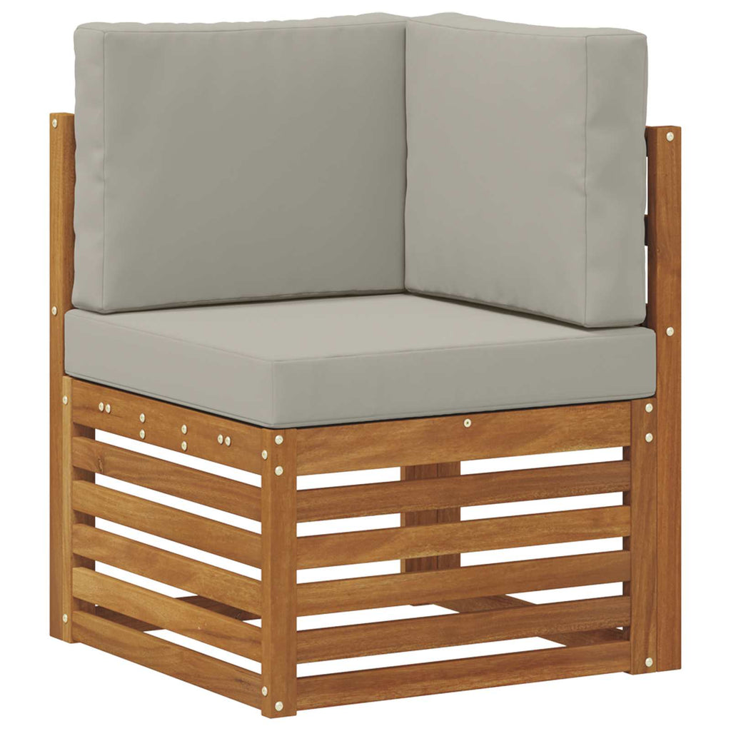 Ecksofa Set 7 pcs Natürlich und Hellgrau Massivholz Akazie