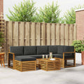 Ecksofa Set 7 pcs Natur und Anthrazit Massivholz Akazie