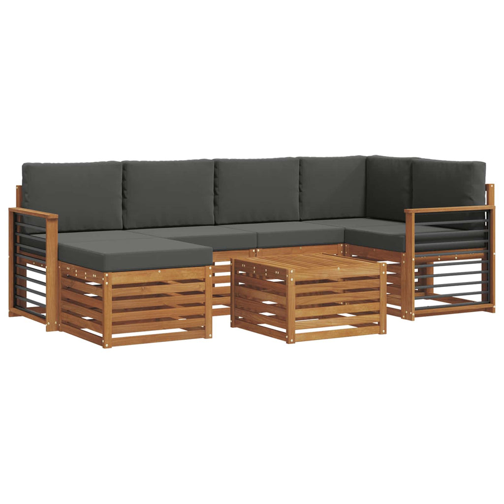 Ecksofa Set 7 pcs Natur und Anthrazit Massivholz Akazie