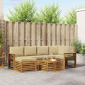 Ecksofa Set mit Kissen 7 pcs Natur und Beige Massivholz Akazie
