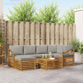Ecksofa Set 7 pcs Natürlich und Hellgrau Massivholz Akazie