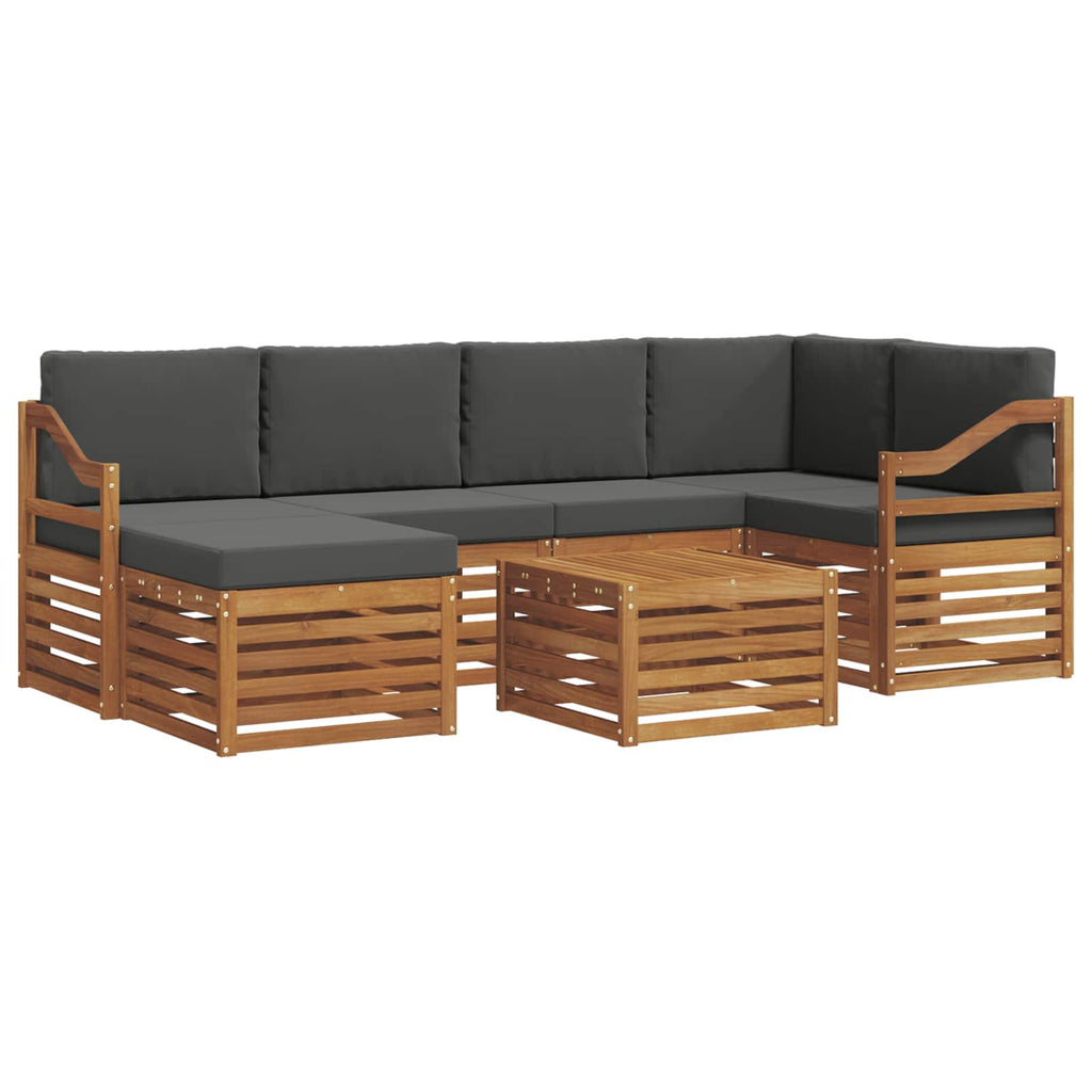 Ecksofa Set 7 pcs Natur und Anthrazit Massivholz Akazie