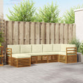 Ecksofa Set mit Kissen 7 pcs Natur und Creme Massivholz Akazie