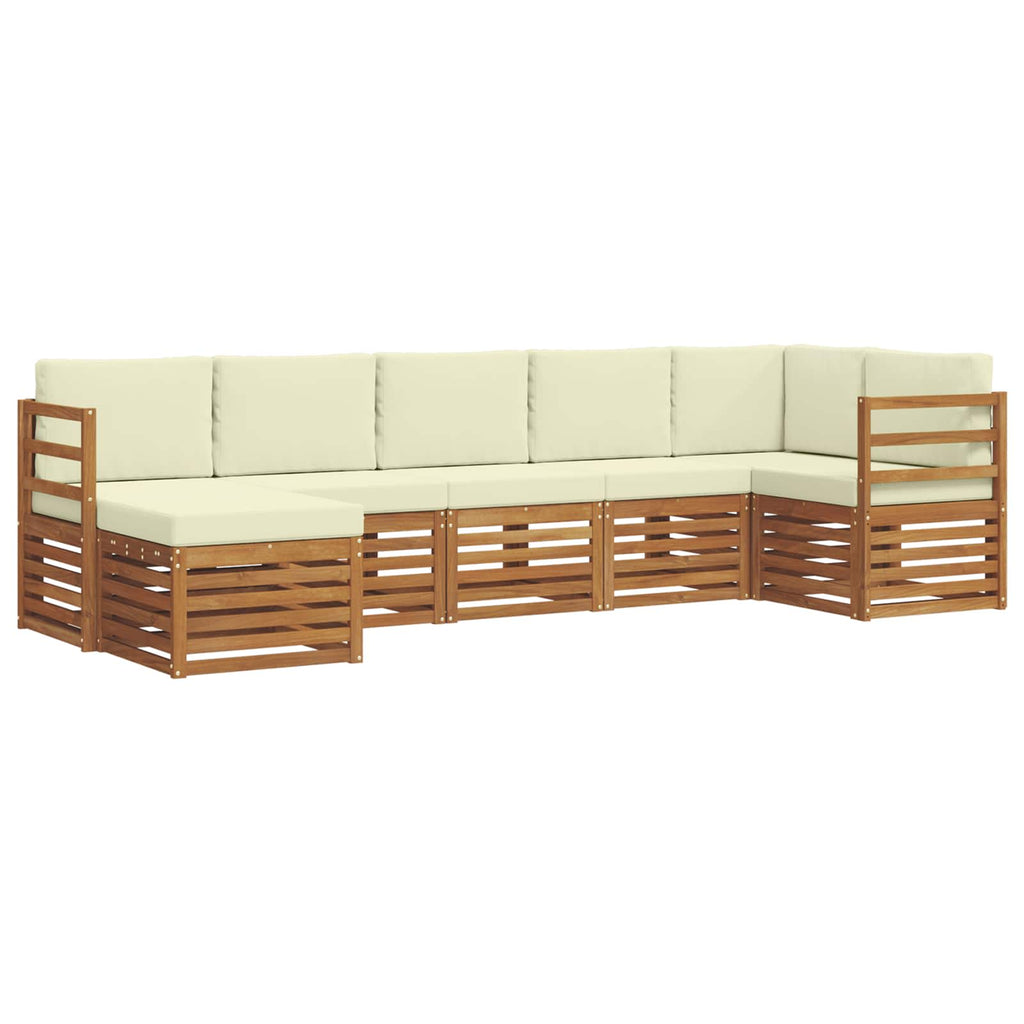 Ecksofa Set mit Kissen 7 pcs Natur und Creme Massivholz Akazie