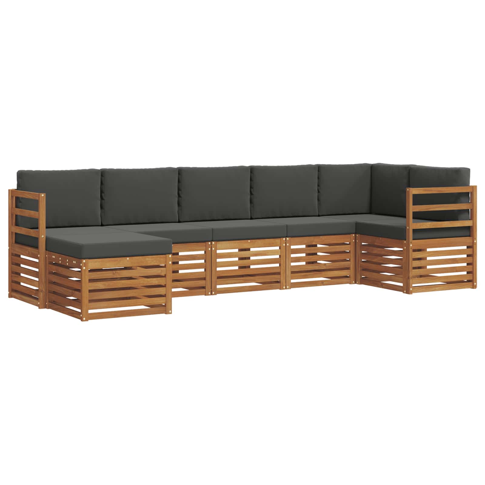 Ecksofa Set 7 pcs Natur und Anthrazit Massivholz Akazie