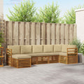 Ecksofa Set mit Kissen 7 pcs Natur und Beige Massivholz Akazie