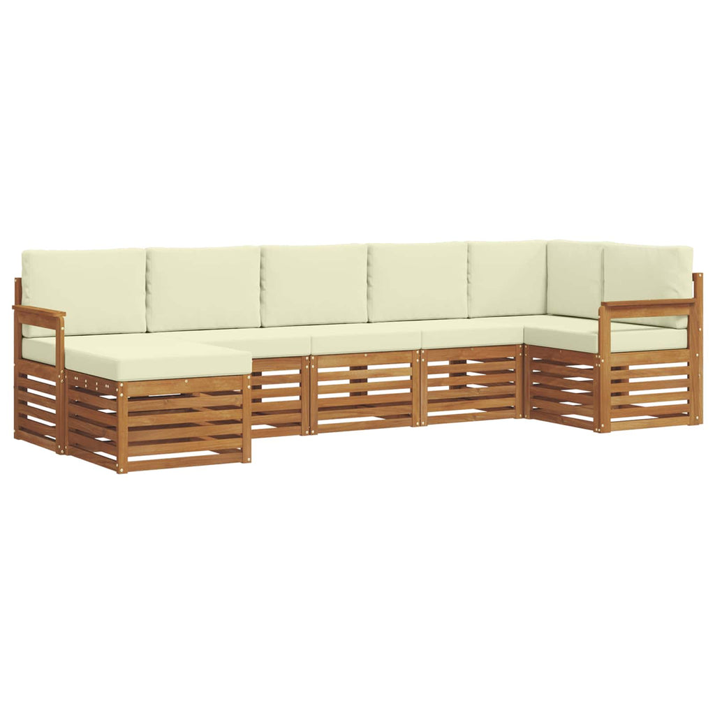 Ecksofa Set mit Kissen 7 pcs Natur und Creme Massivholz Akazie