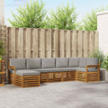 Ecksofa Set 7 pcs Natürlich und Hellgrau Massivholz Akazie