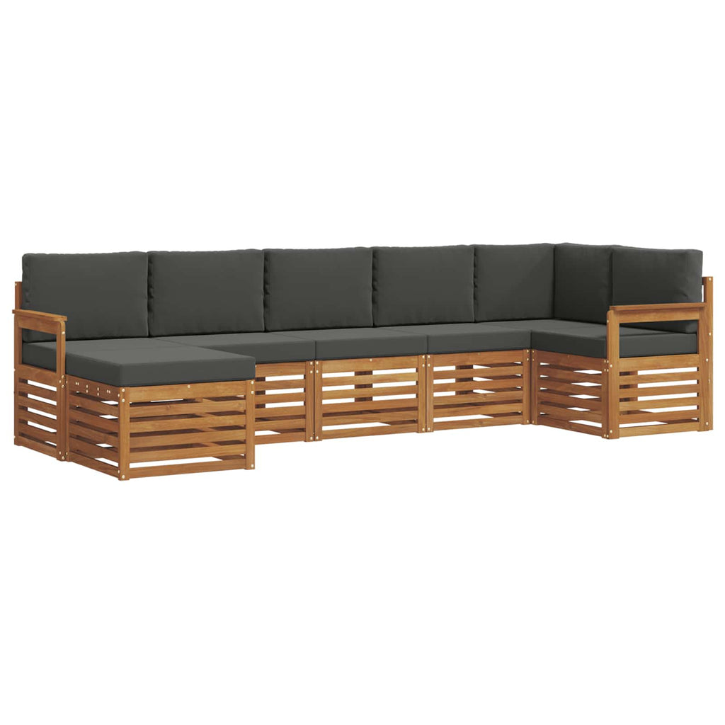 Ecksofa Set 7 pcs Natur und Anthrazit Massivholz Akazie