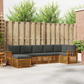 Ecksofa Set 7 pcs Natur und Anthrazit Massivholz Akazie